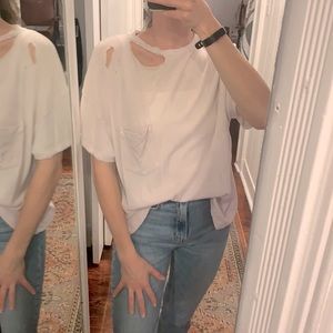 Free People Distressed Oversized Tee